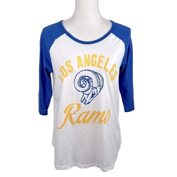 Junk Food Los Angeles Rams Women's Raglan 3/4 Sleeve Crewneck T-Shirt Size Large - Picture 1 of 7